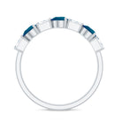 Rosec Jewels-Pear Shape London Blue Topaz Eternity Band with Baguette Diamonds