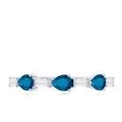 Rosec Jewels-Pear Shape London Blue Topaz Eternity Band with Baguette Diamonds