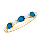 Rosec Jewels-Pear Shape London Blue Topaz Eternity Band with Baguette Diamonds
