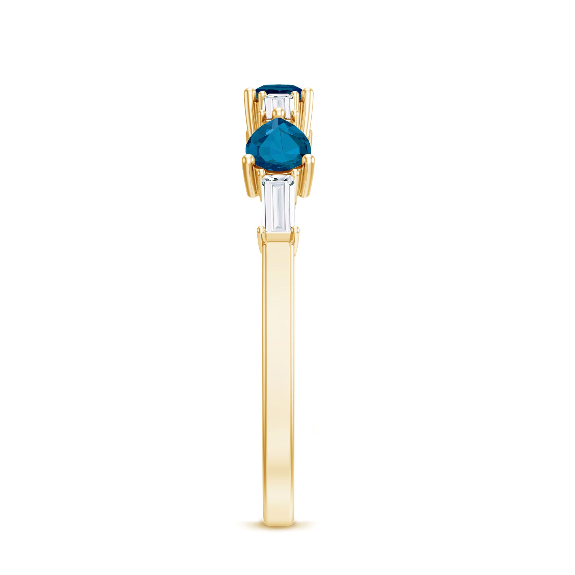 Rosec Jewels-Pear Shape London Blue Topaz Eternity Band with Baguette Diamonds