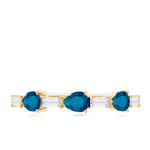 Rosec Jewels-Pear Shape London Blue Topaz Eternity Band with Baguette Diamonds