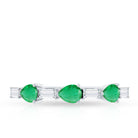 Certified Natural Emerald Diamond Half Eternity Anniversary Ring in East West Style AAA - Rosec Jewels