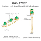 Certified Natural Emerald Diamond Half Eternity Anniversary Ring in East West Style AAA - Rosec Jewels