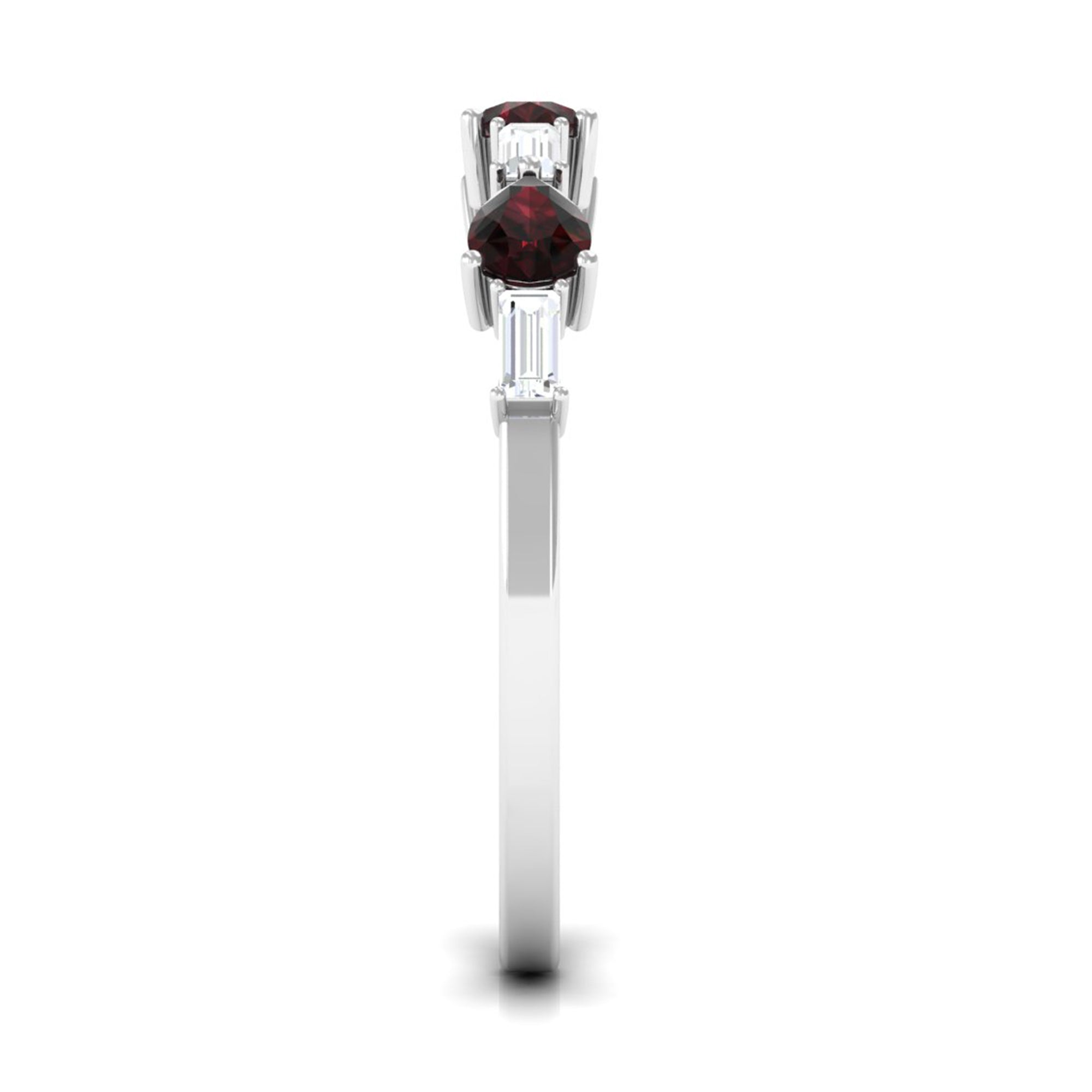 Rosec Jewels-Natural Garnet Diamond Half Eternity Ring in East West Style