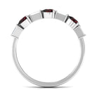 Rosec Jewels-Natural Garnet Diamond Half Eternity Ring in East West Style