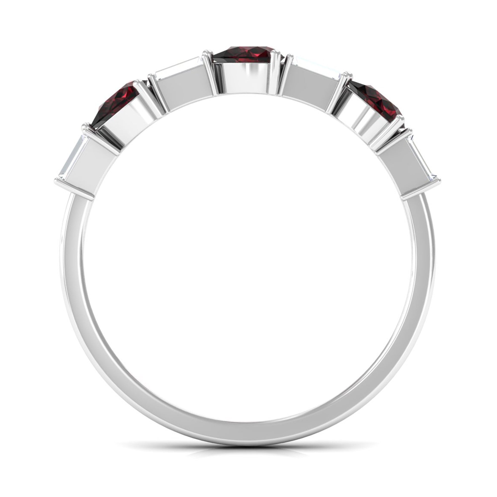 Rosec Jewels-Natural Garnet Diamond Half Eternity Ring in East West Style
