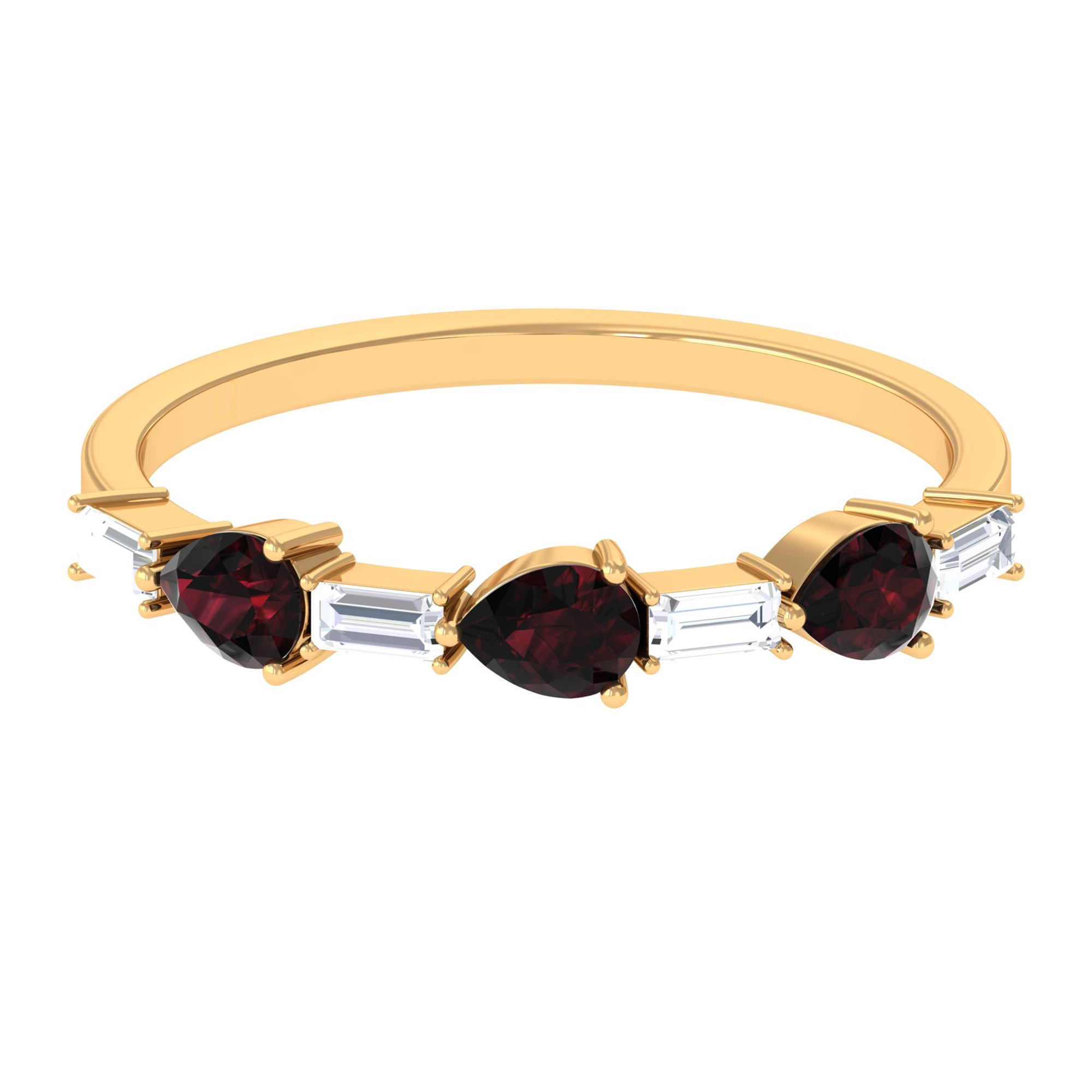 Rosec Jewels-Natural Garnet Diamond Half Eternity Ring in East West Style