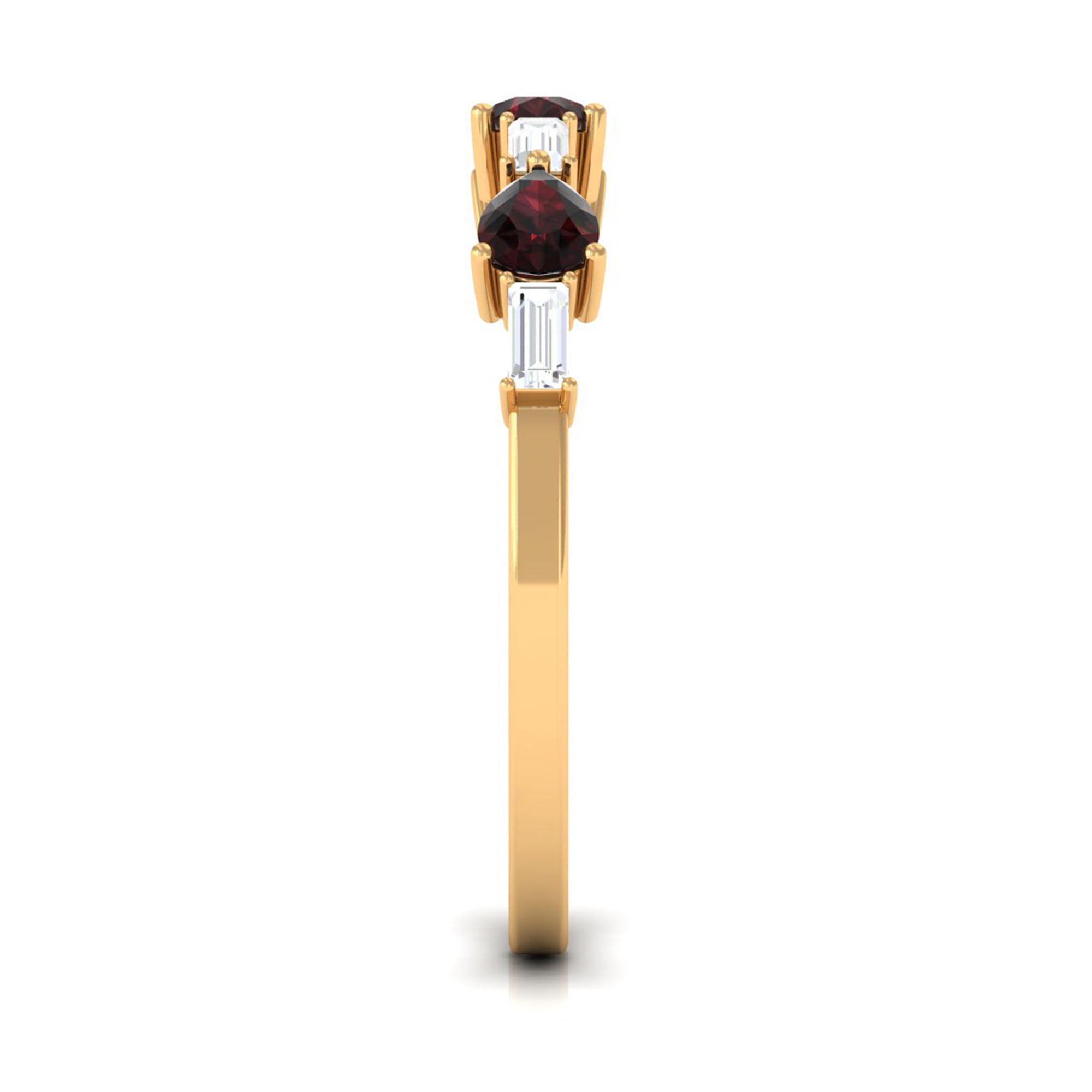 Rosec Jewels-Natural Garnet Diamond Half Eternity Ring in East West Style