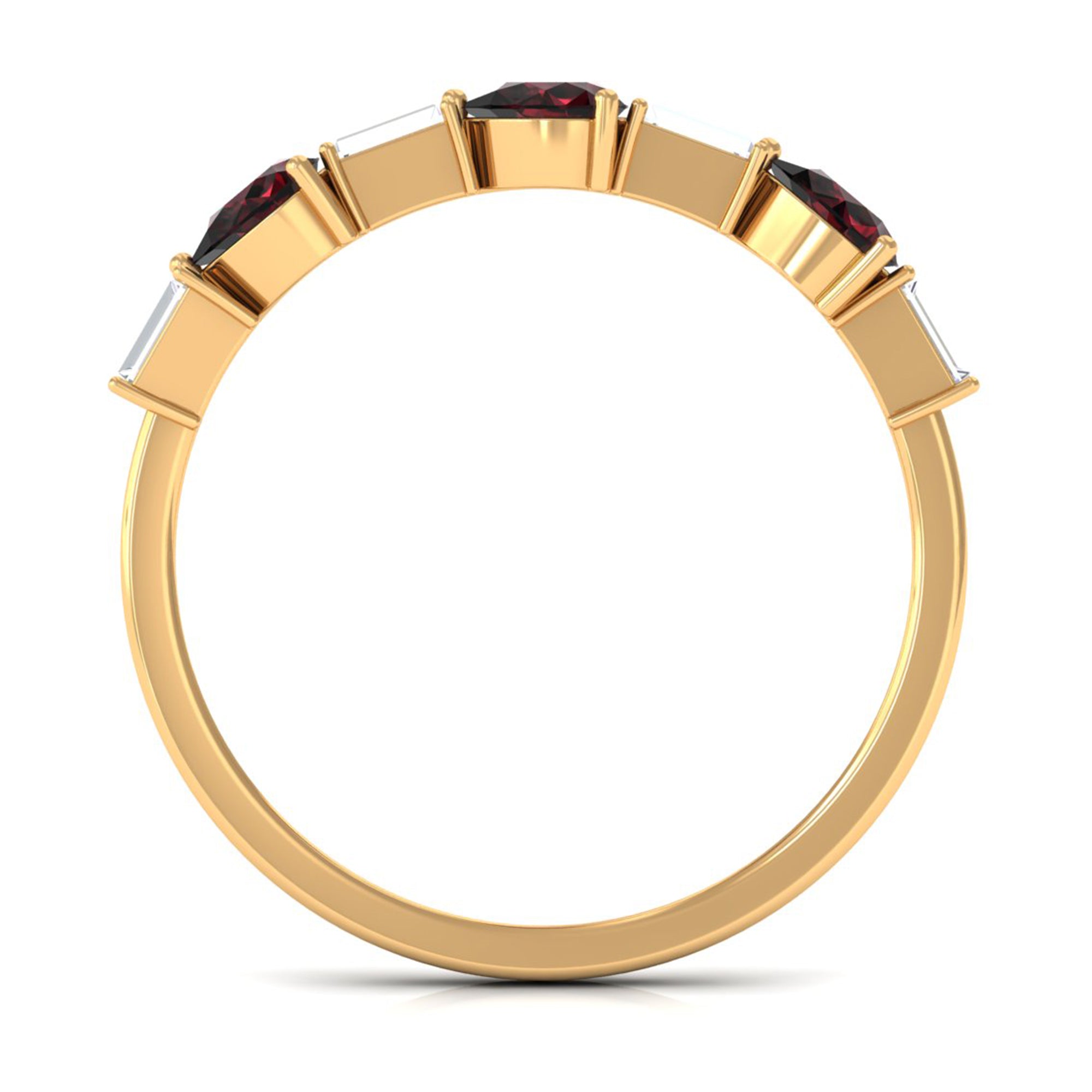 Rosec Jewels-Natural Garnet Diamond Half Eternity Ring in East West Style