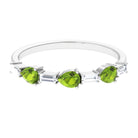 Peridot and Moissanite East West Half Eternity Ring AAA - Rosec Jewels