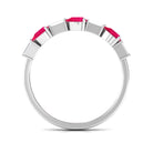 Rosec Jewels-East West Style Pear Shape Ruby Half Eternity Ring with Baguette Diamond