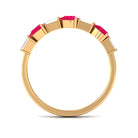 Rosec Jewels-East West Style Pear Shape Ruby Half Eternity Ring with Baguette Diamond