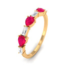 Rosec Jewels-East West Style Pear Shape Ruby Half Eternity Ring with Baguette Diamond