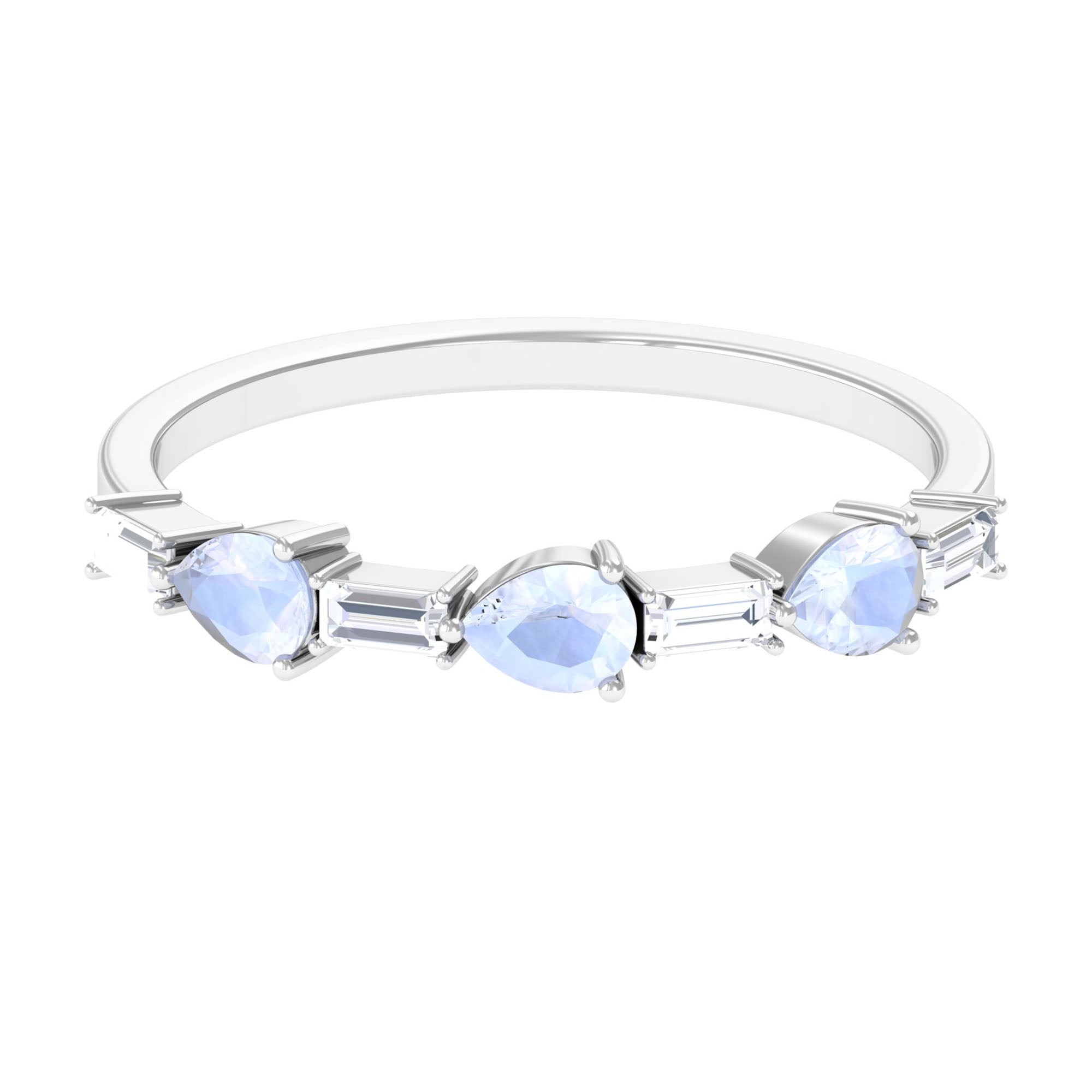 Rosec Jewels-Moonstone and Diamond East West Half Eternity Ring