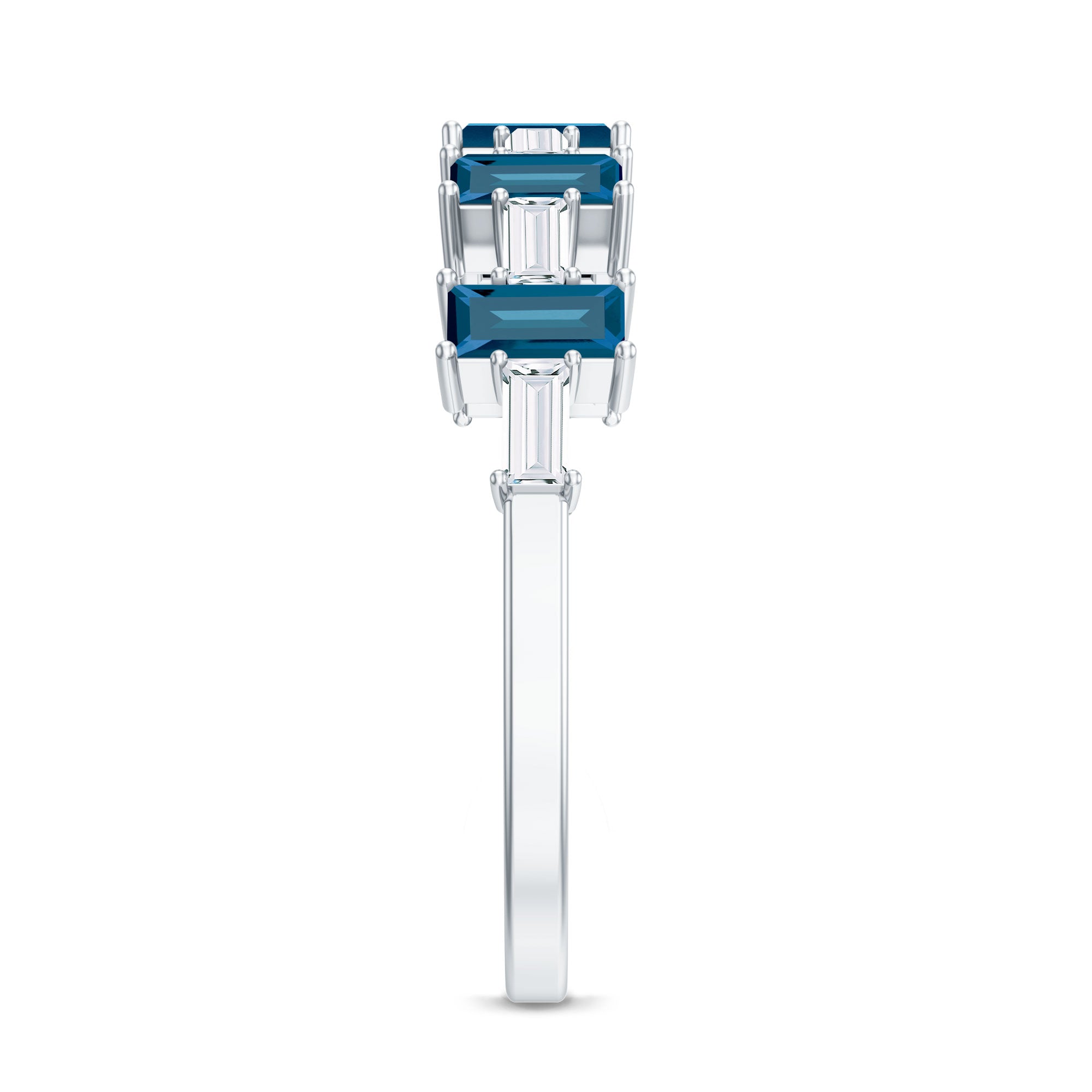 Rosec Jewels-London Blue Topaz and Diamond Baguette Eternity Band Ring