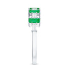 Rosec Jewels-Genuine Baguette Emerald Half Eternity Ring with Moissanite