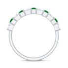 Rosec Jewels-Genuine Baguette Emerald Half Eternity Ring with Moissanite