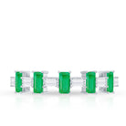 Rosec Jewels-Genuine Baguette Emerald Half Eternity Ring with Moissanite