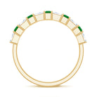 Rosec Jewels-Genuine Baguette Emerald Half Eternity Ring with Moissanite