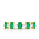 Rosec Jewels-Genuine Baguette Emerald Half Eternity Ring with Moissanite