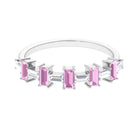 Pink Tourmaline and Moissanite East West Half Eternity Ring AAA - Rosec Jewels