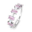 Pink Tourmaline and Moissanite East West Half Eternity Ring AAA - Rosec Jewels
