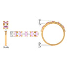Pink Tourmaline and Moissanite East West Half Eternity Ring AAA - Rosec Jewels