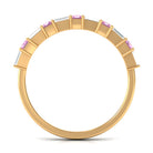Pink Tourmaline and Moissanite East West Half Eternity Ring AAA - Rosec Jewels