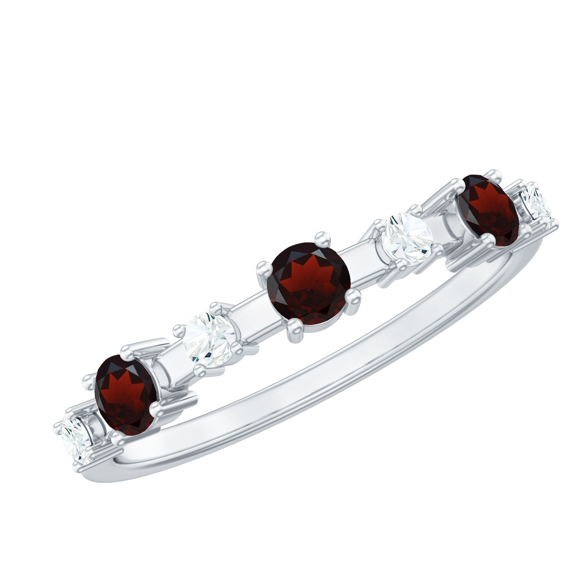 Rosec Jewels-Natural Garnet Diamond Half Eternity Ring