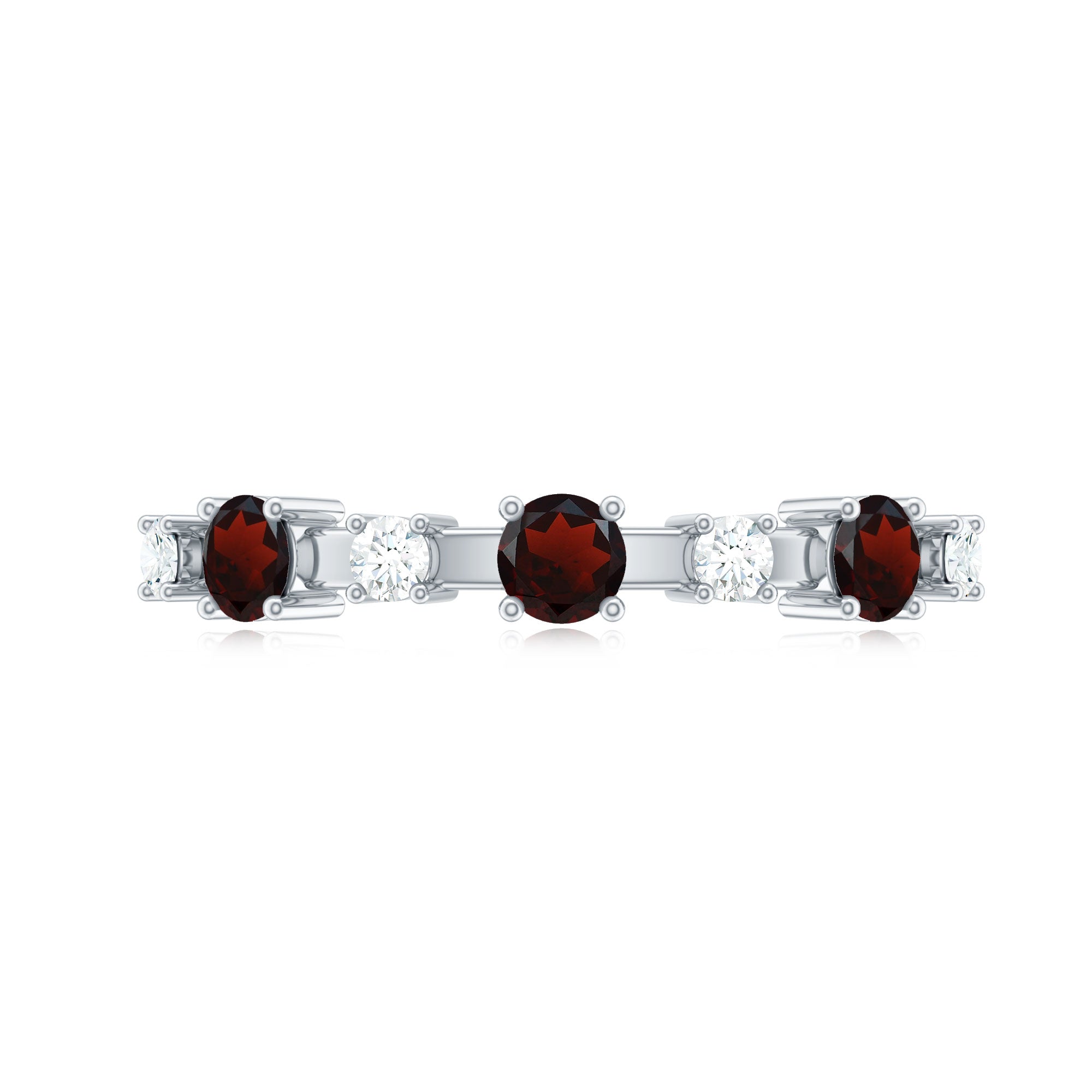 Rosec Jewels-Natural Garnet Diamond Half Eternity Ring