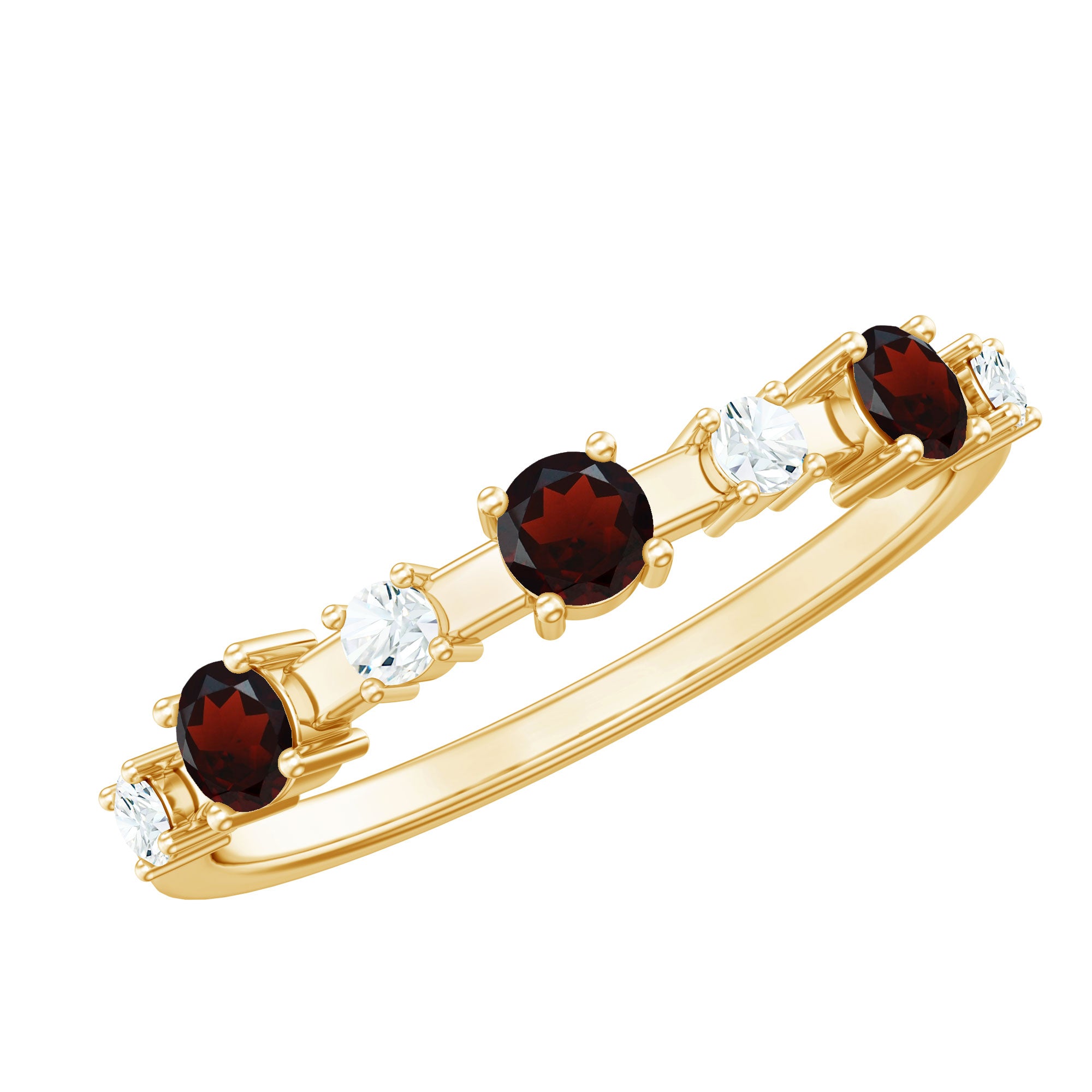 Rosec Jewels-Natural Garnet Diamond Half Eternity Ring