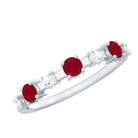 Rosec Jewels-Natural Ruby Half Eternity Anniversary Ring with Diamond