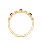 Rosec Jewels-Natural Ruby Half Eternity Anniversary Ring with Diamond