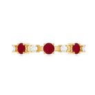 Rosec Jewels-Natural Ruby Half Eternity Anniversary Ring with Diamond