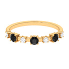 Black Spinel and Diamond Half Eternity Ring AAA - Rosec Jewels