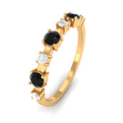 Black Spinel and Diamond Half Eternity Ring AAA - Rosec Jewels