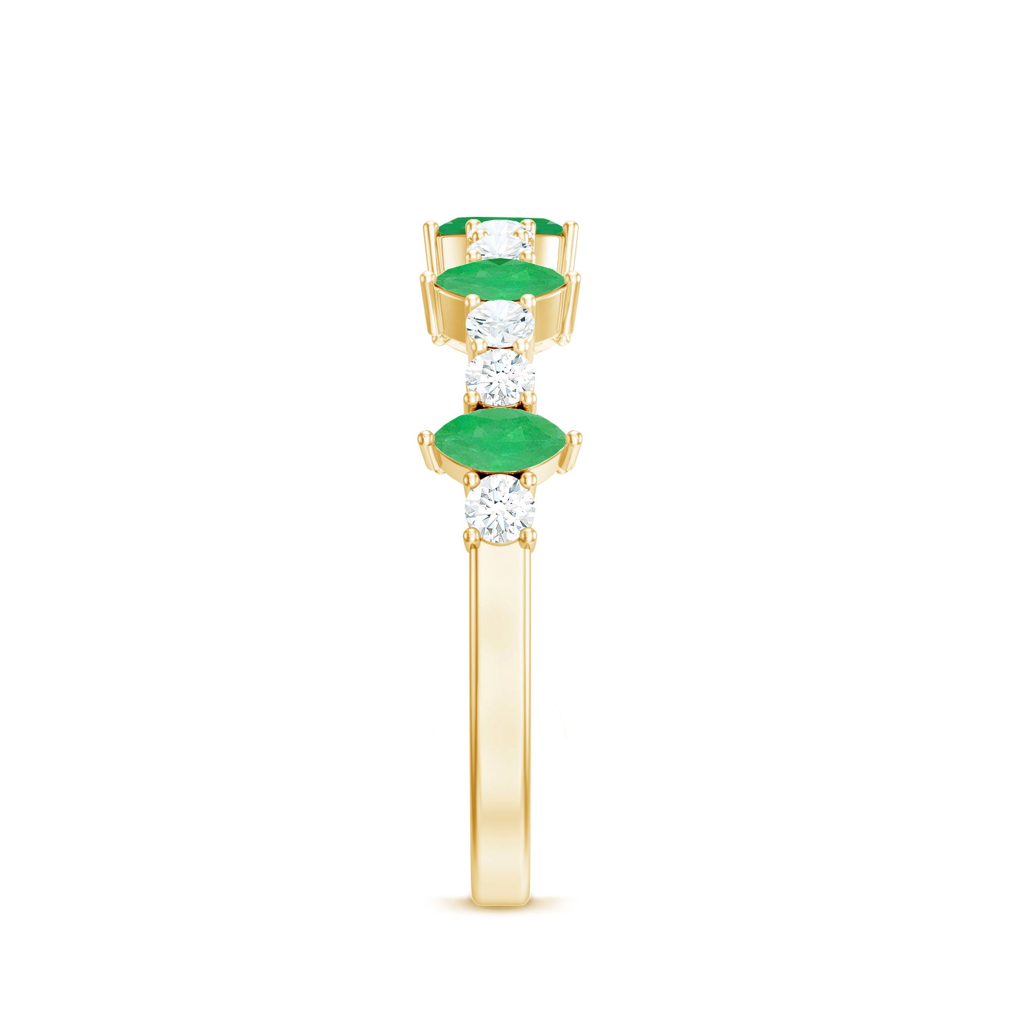 Natural Marquise Emerald Diamond Half Eternity Anniversary Ring with Certificate AAA - Rosec Jewels