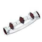 Natural Marquise Garnet Half Eternity Ring with Diamond AAA - Rosec Jewels
