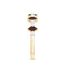 Natural Marquise Garnet Half Eternity Ring with Diamond AAA - Rosec Jewels