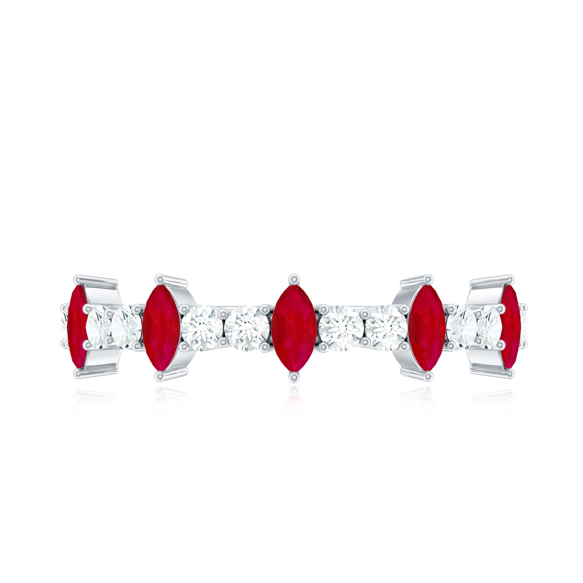 Rosec Jewels-Natural Marquise Ruby Diamond Half Eternity Ring