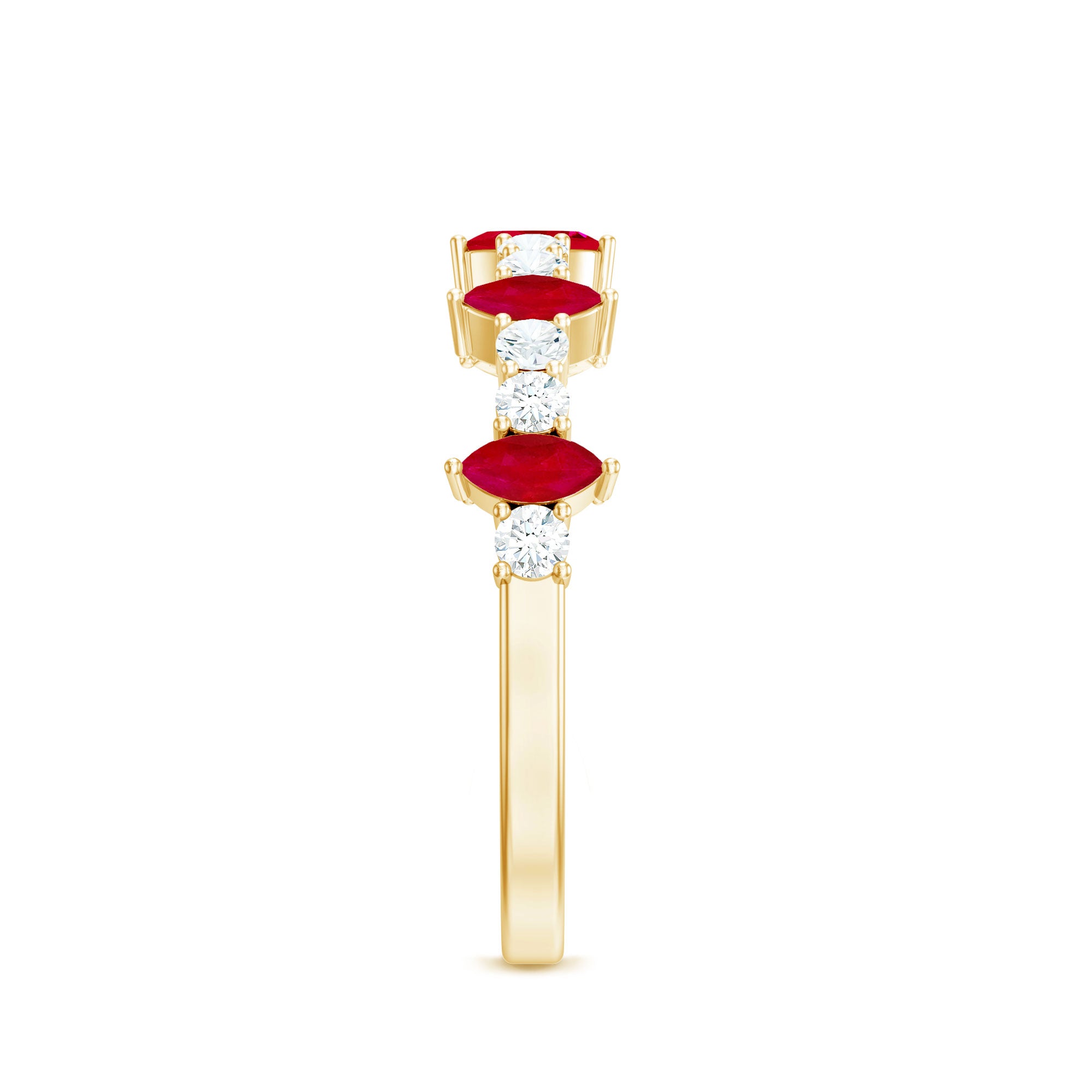 Rosec Jewels-Natural Marquise Ruby Diamond Half Eternity Ring
