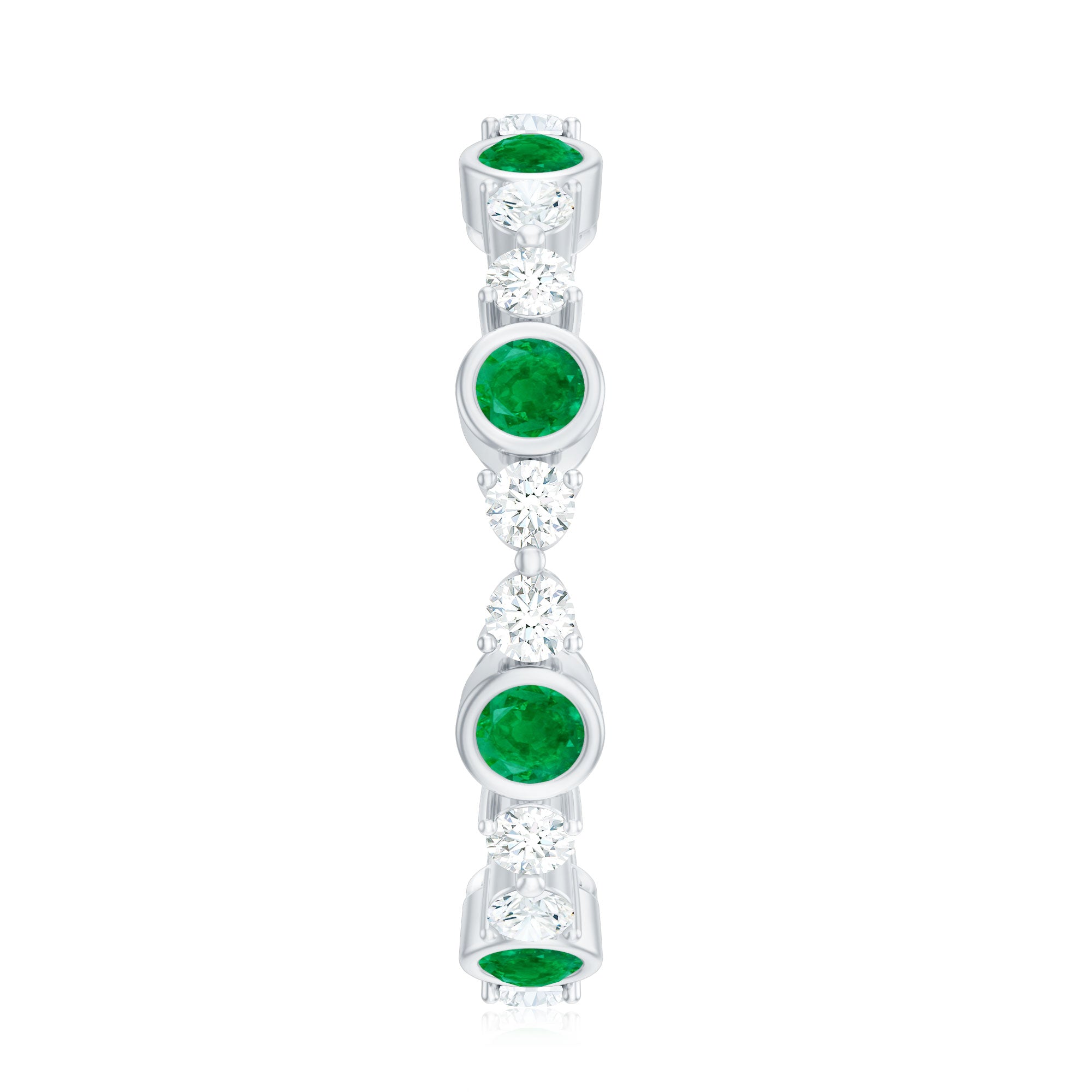 Rosec Jewels-Natural Emerald Diamond Eternity Ring with Certificate