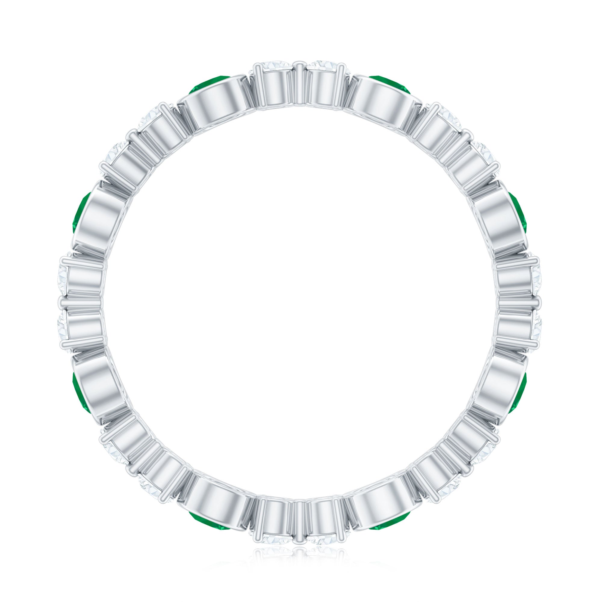 Rosec Jewels-Natural Emerald Diamond Eternity Ring with Certificate