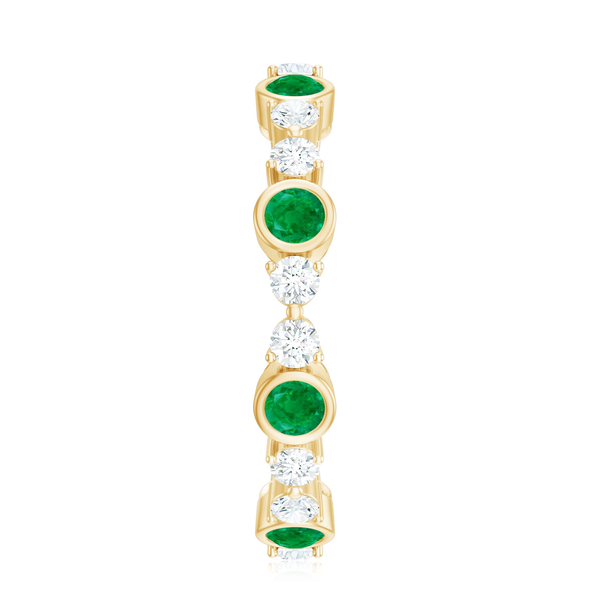 Rosec Jewels-Natural Emerald Diamond Eternity Ring with Certificate