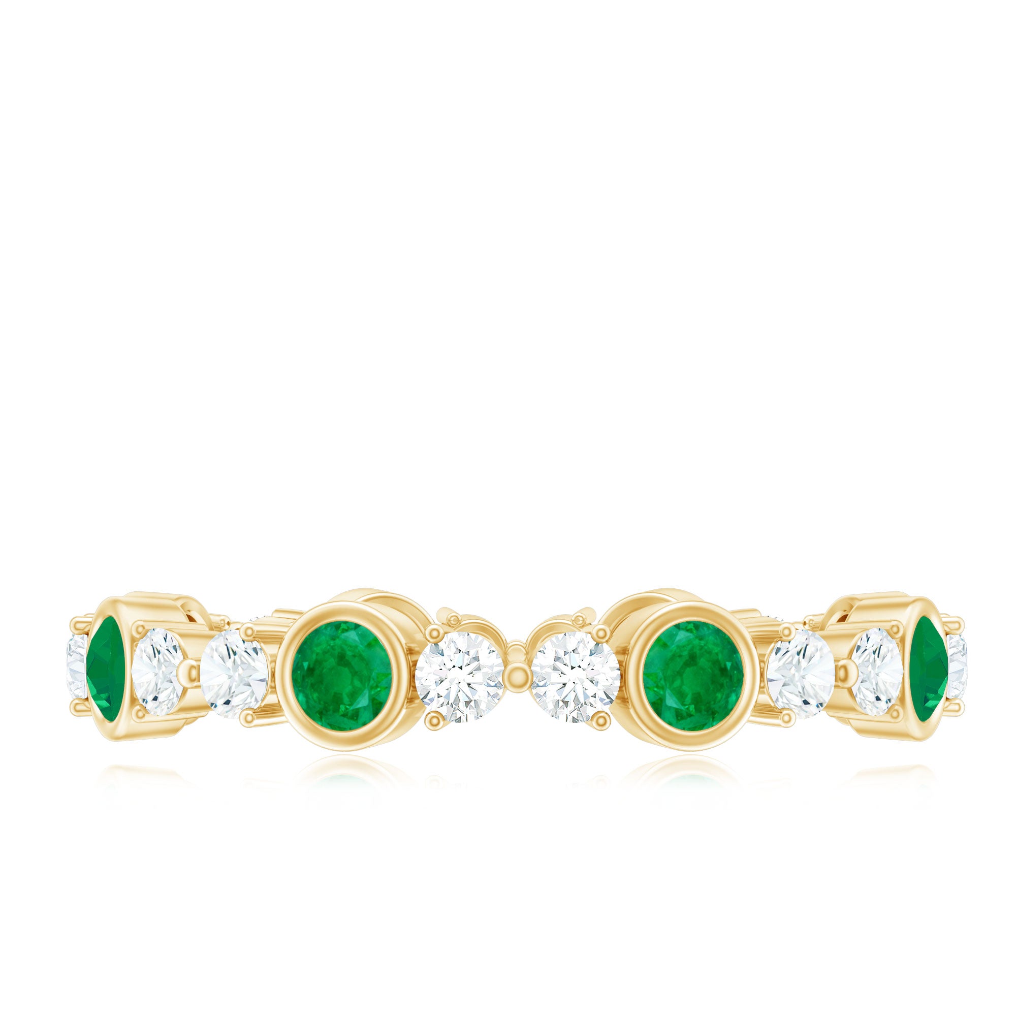 Rosec Jewels-Natural Emerald Diamond Eternity Ring with Certificate