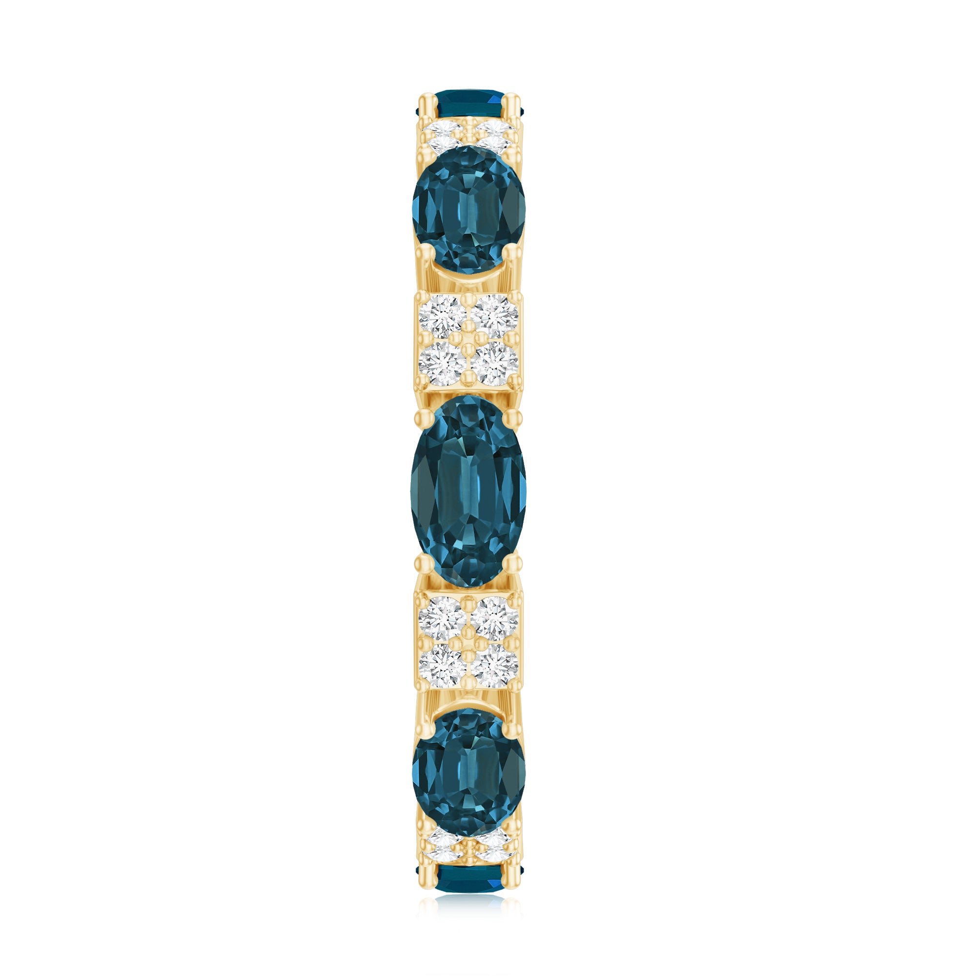 Rosec Jewels-Oval London Blue Topaz Full Eternity Band Ring with Diamond