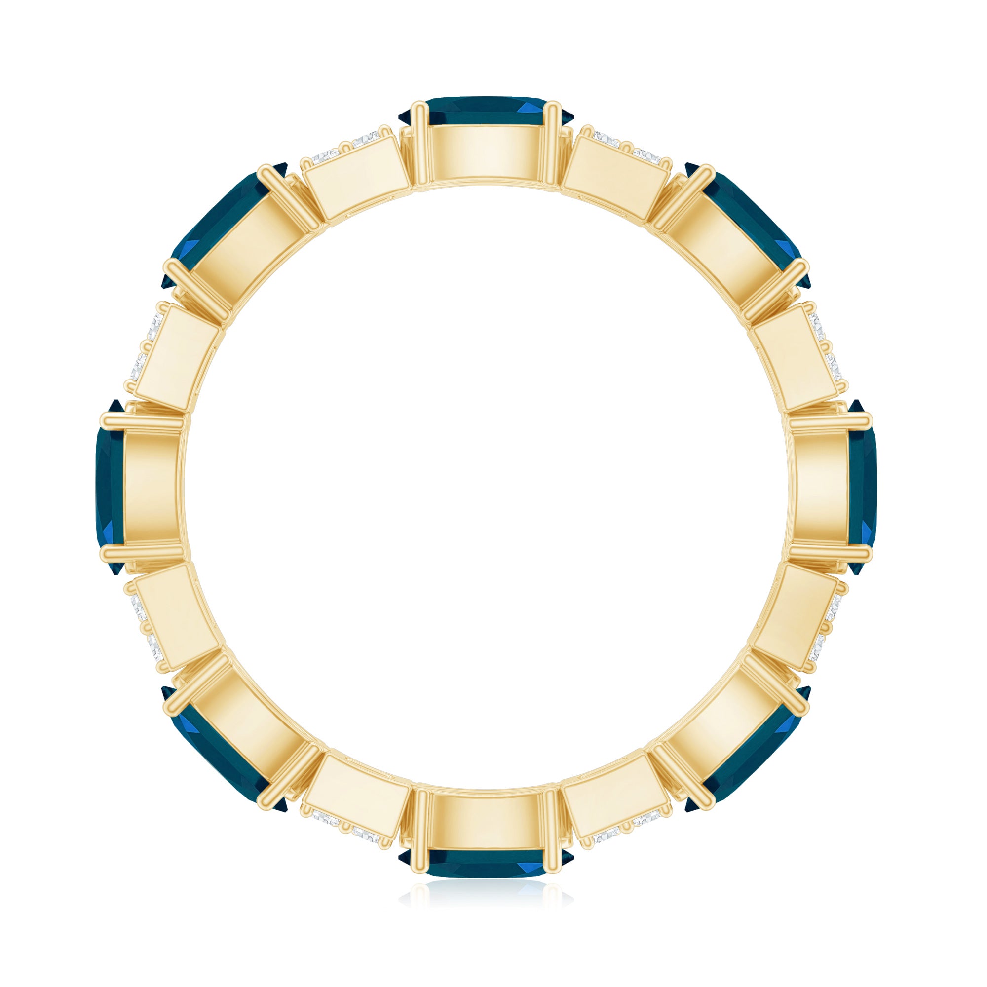 Rosec Jewels-Oval London Blue Topaz Full Eternity Band Ring with Diamond