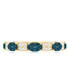 Rosec Jewels-Oval London Blue Topaz Full Eternity Band Ring with Diamond