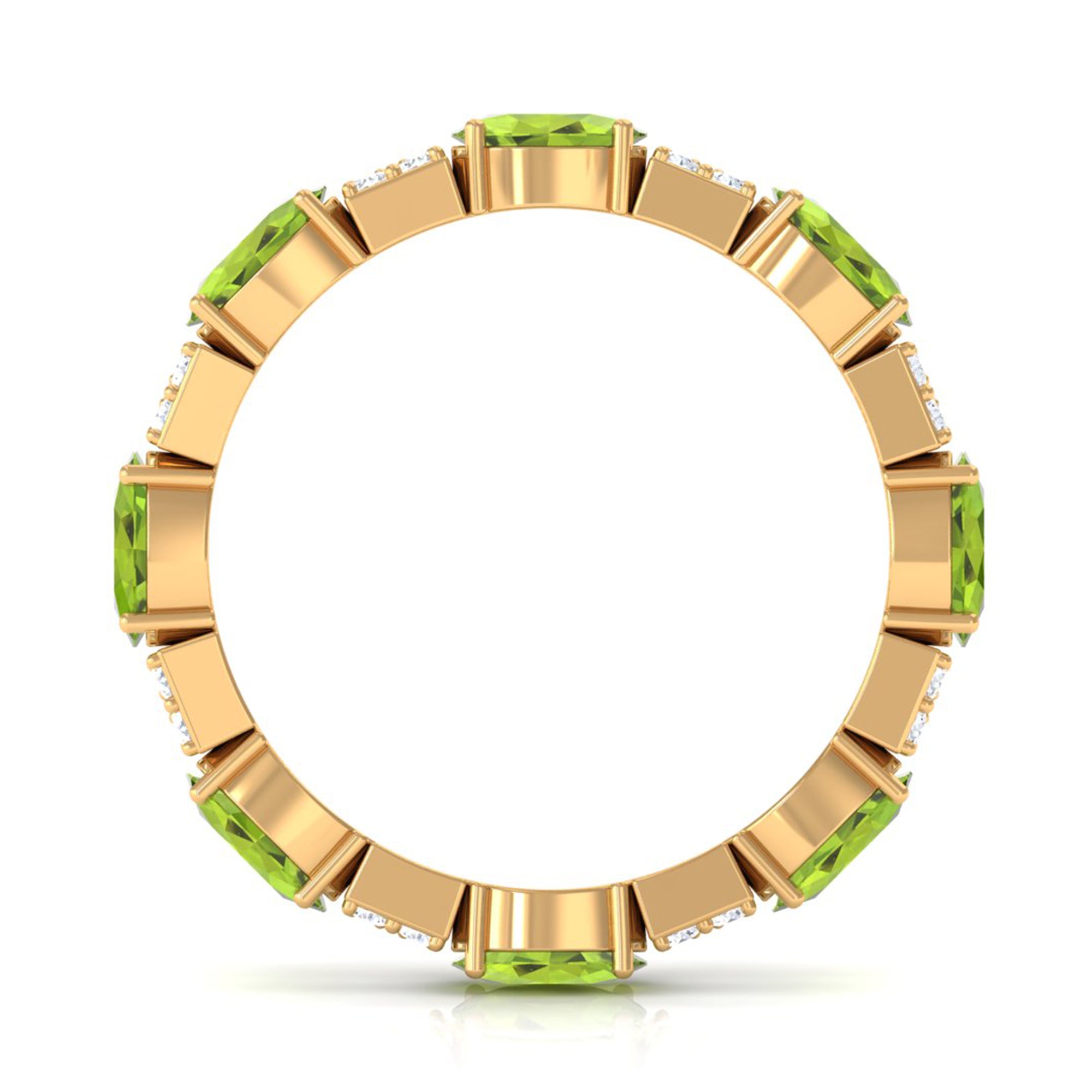 Oval Cut Peridot and Diamond Eternity Ring AAA - Rosec Jewels