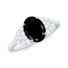 1.9 Carat Lab Grown Black Diamond Oval Engagement Ring with White Diamond AAAA ( Synthetic ) - Rosec Jewels